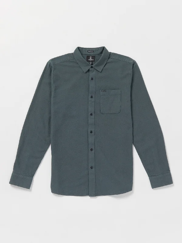 comfortable cotton short sleeve shirt -Caden Solid Long Sleeve Shirt - Dark Slate