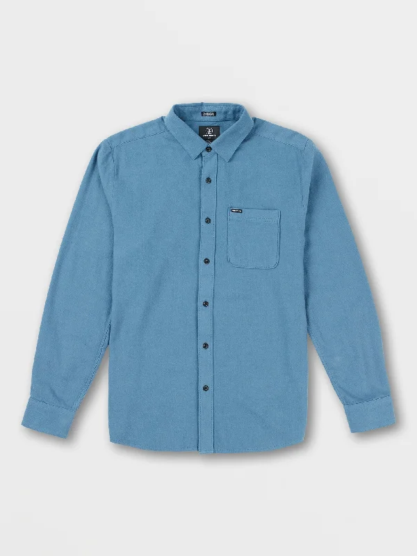 casual wear short sleeve t-shirt -Caden Solid Long Sleeve Shirt - Slate Blue