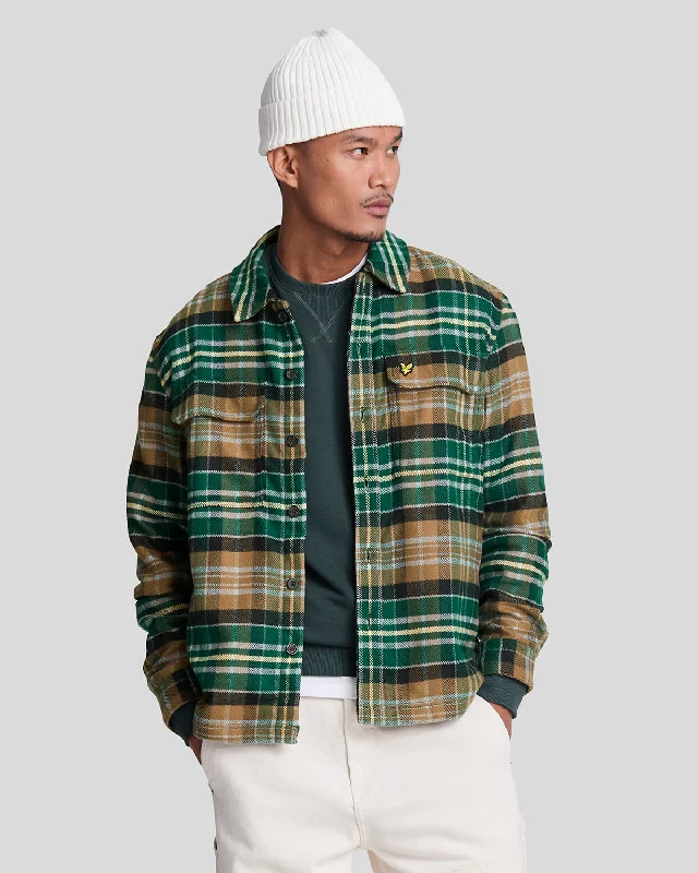 military style jacket-Check Flannel Overshirt