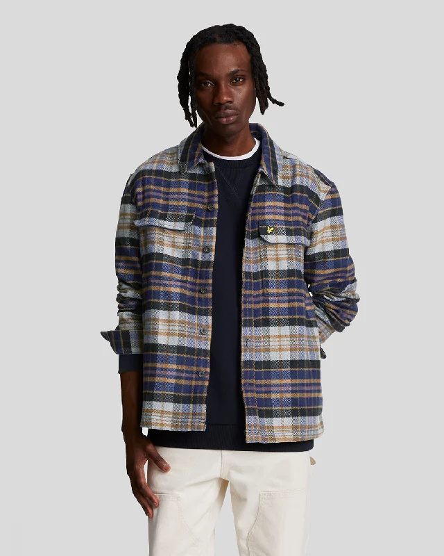 men’s insulated jacket-Check Flannel Overshirt