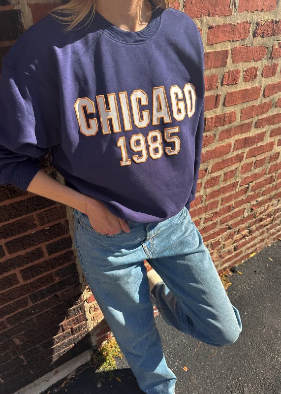 hoodie for comfortable sleepwear -Chicago 1985 Sweatshirt - Navy & Orange