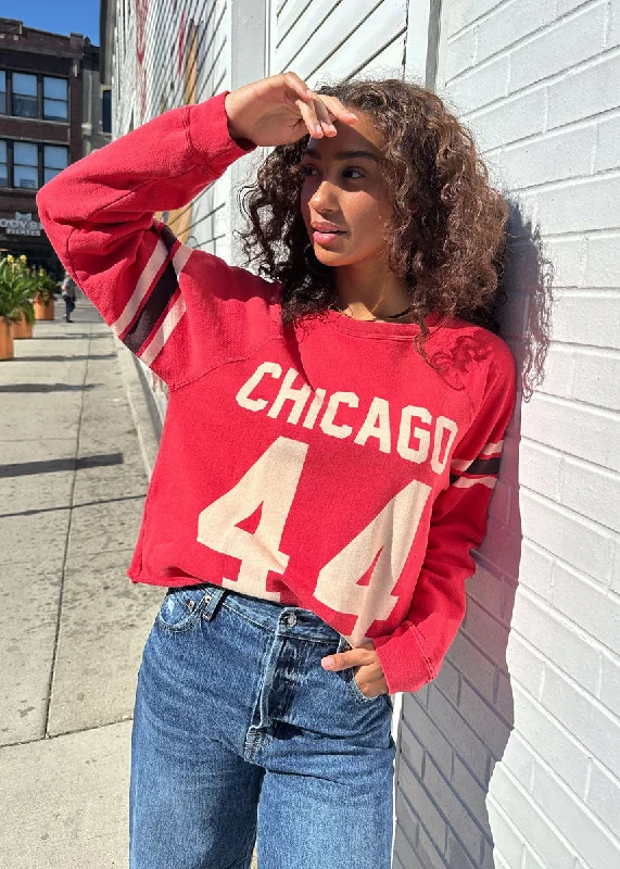 hoodie with a bold color choice -Chicago 44 Crop Crewneck - Red