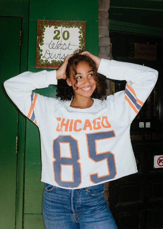 hoodie with relaxed silhouette -Chicago 85 Crop Crewneck - White