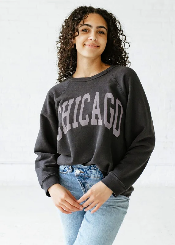 hoodie with high-performance fabric -Chicago Classic Crew Sweatshirt - Vintage Black