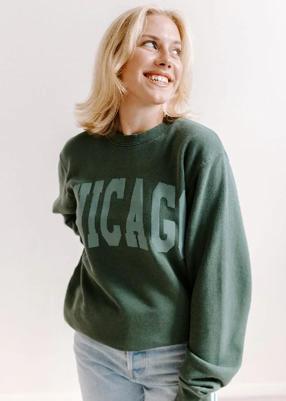 hoodie with oversized drawstrings -Chicago Collegiate Puff Sweatshirt - Alpine