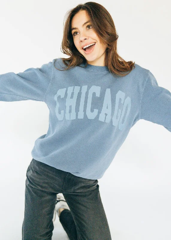 hoodie for street style fashion -Chicago Collegiate Puff Sweatshirt - Slate Blue