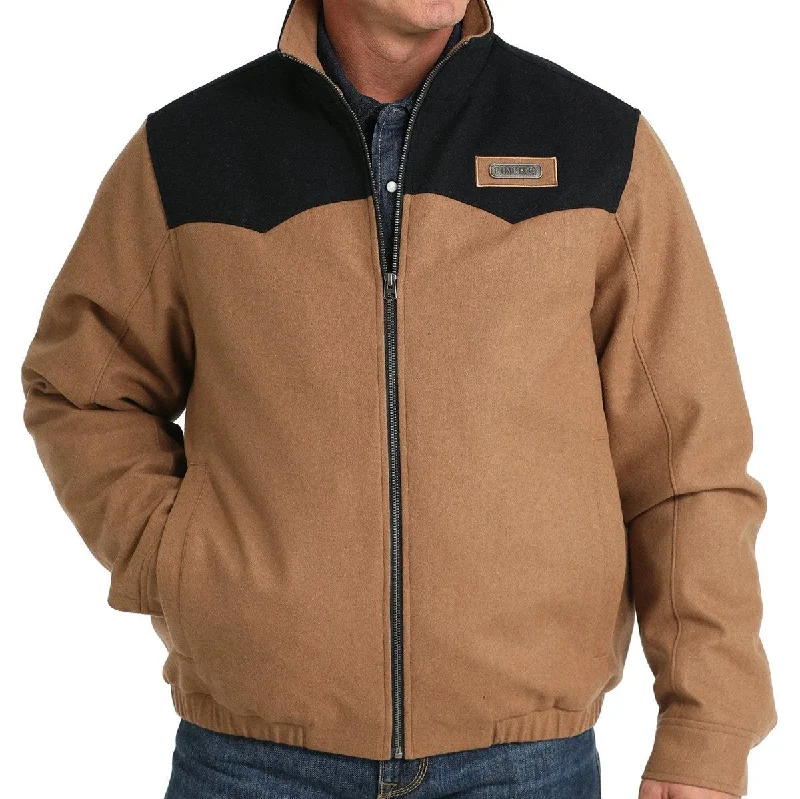 women’s down-filled jacket-Cinch Men's Wooly Concealed Carry Western Jacket in Brown