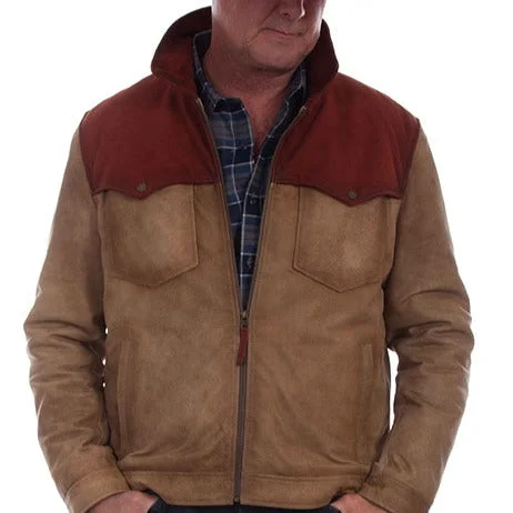 sleek winter jacket with pockets-Scully Men's Burnished Suede Block Jacket