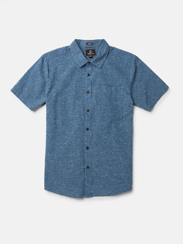 relaxed fit short sleeve shirt for men -Date Knight Short Sleeve Shirt - Stone Blue