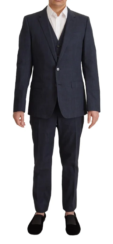 women’s winter jacket-Dolce & Gabbana Elegant   Cotton Three Piece Martini Men's Suit