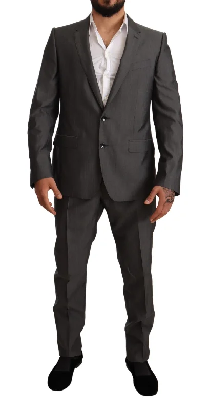 comfortable zippered jacket-Dolce & Gabbana Elegant Martini Slim-Fit Wool Silk Men's Suit