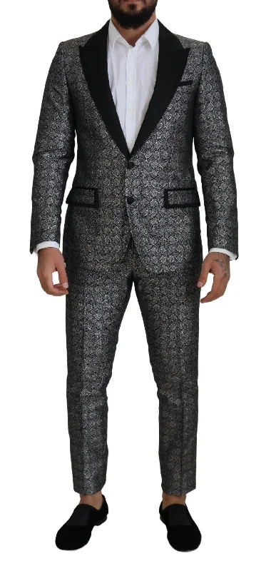 men’s outdoor jacket-Dolce & Gabbana Elegant  Patterned Slim Fit Men's Suit