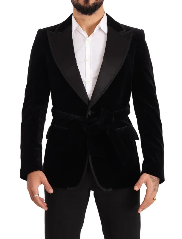 men’s slim fit jacket-Dolce & Gabbana Elegant Single Breasted Velvet Men's Blazer