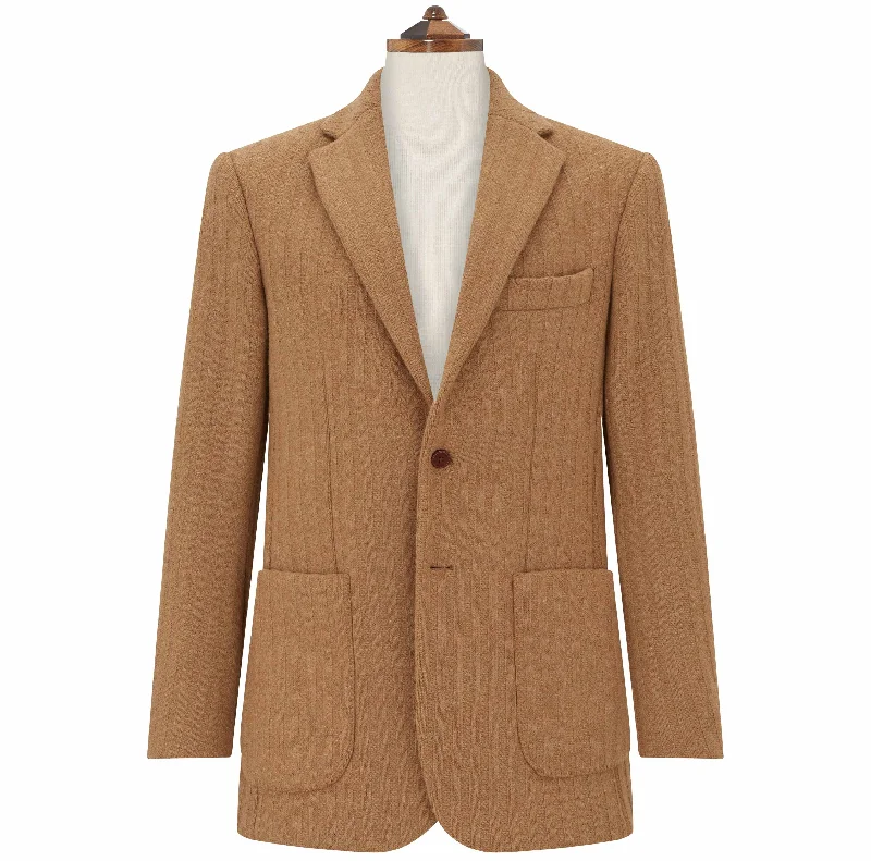 multi-pocket jacket for men-Edgar Beige Knitted Wool and Cashmere Jacket