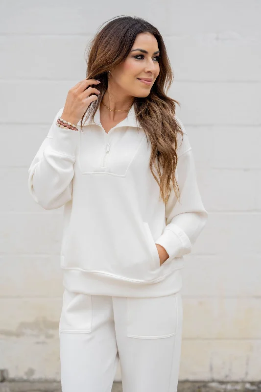 hoodie with ultra-soft fabric -Everyday Quarter Zip Pullover