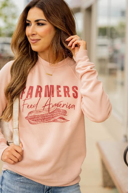 hoodie for cozy weekend getaways -Farmers Feed America Graphic Crewneck