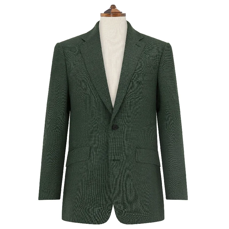 women’s fitted leather jacket-Gregory Green Hopsack Wool Jacket