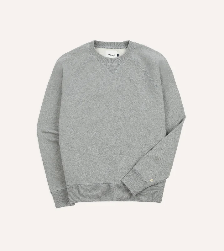 hoodie with reflective accents -Grey Brushed Cotton Jersey Sweatshirt