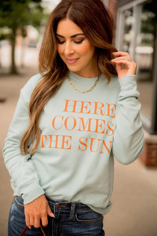 hoodie with seamless design -Here Comes The Sun Bold Graphic Crewneck