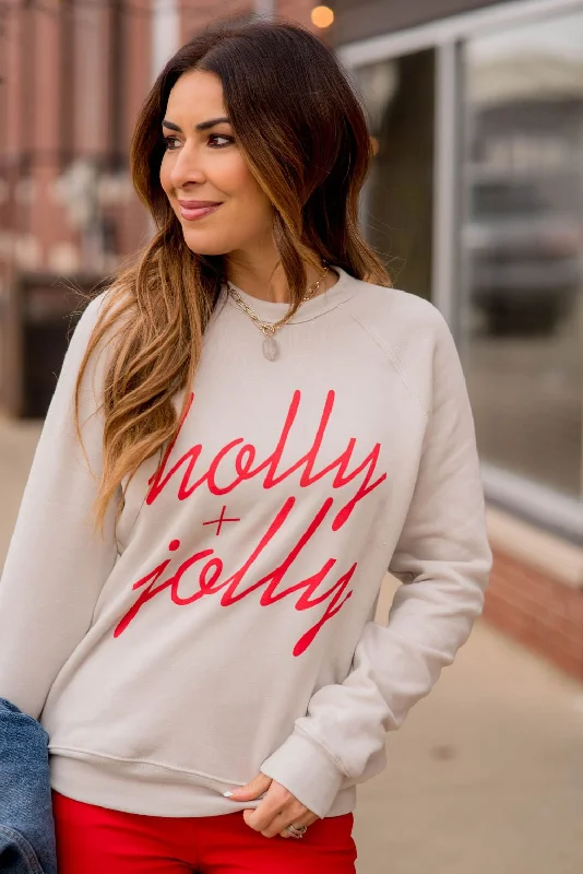 hoodie for daily wear -Holly & Jolly Graphic Crewneck