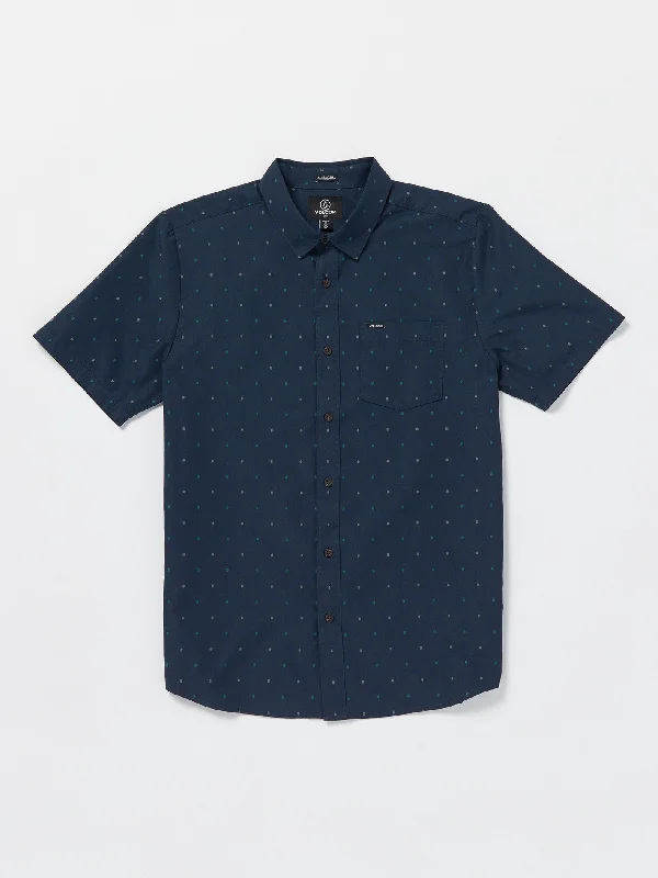 slim cut short sleeve shirt -Hone Stone Woven Short Sleeve Shirt - Navy