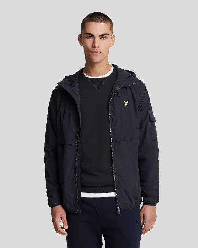 sporty athletic jacket-Hooded Windbreaker Jacket