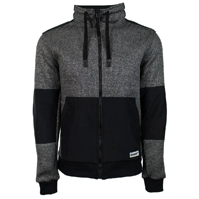 men’s multi-pocket jacket-Hooey Men's Sweater Full Zip Tech Jacket-Charcoal/ Black