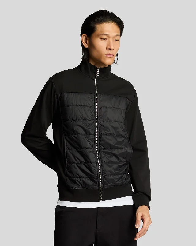 plus size cold weather jacket-Interlock Hybrid Panelled Bomber Jacket