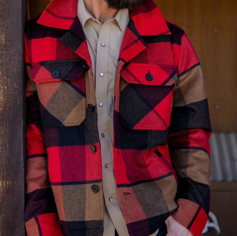 jacket with faux fur hood-Kimes Ranch Men's Grants Coat in Rust Red