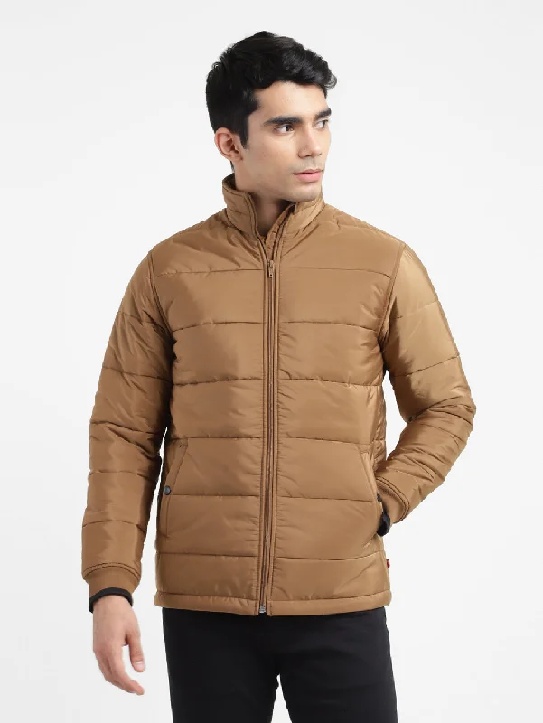 men’s heavy-duty jacket-Men's Solid High Neck Quilted Jacket