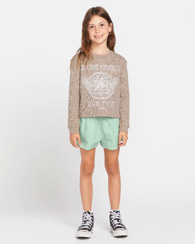 short sleeve comfort fit t-shirt -Little Girls Thermality Long Sleeve Shirt - Moondust