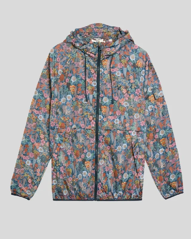 sporty running jacket for women-Hooded Windbreaker Jacket Made With Liberty Fabric