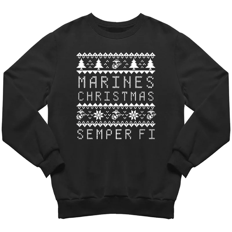 hoodie for travel-ready style -Marines Christmas Sweatshirt Black