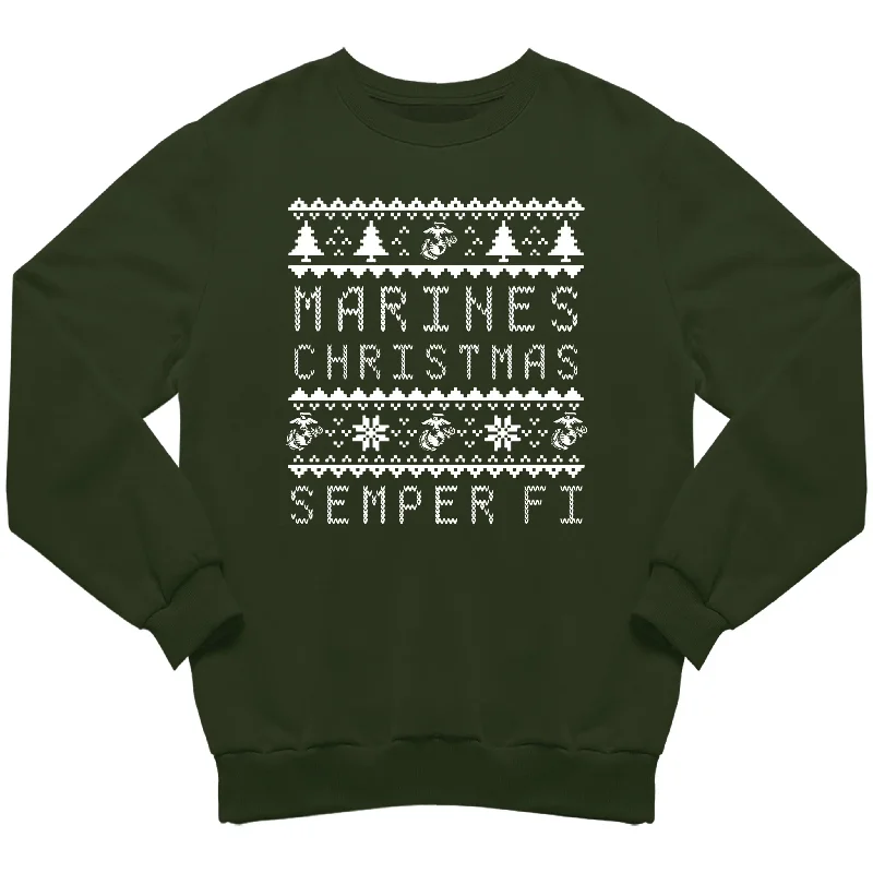 hoodie for a cool, relaxed look -Marines Christmas Sweatshirt Forest Green