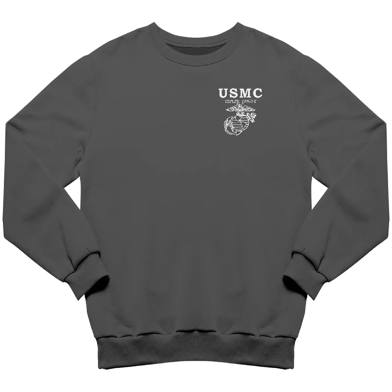 hoodie with athletic design elements -Marines White Old School Heritage Chest Seal Sweatshirt