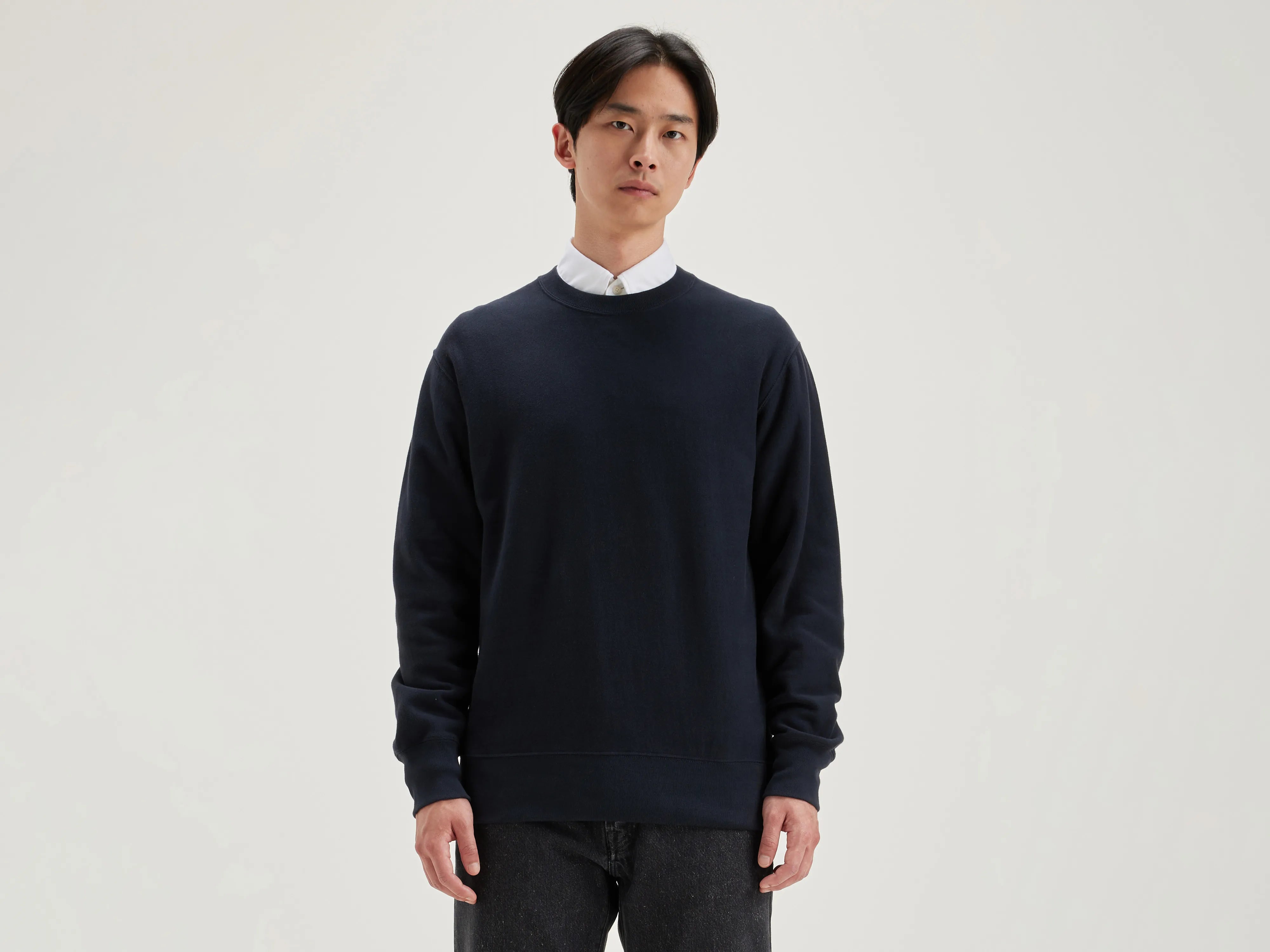 hoodie for ultimate coziness -Flake crew-neck sweatshirt (242 / M / NAVY)