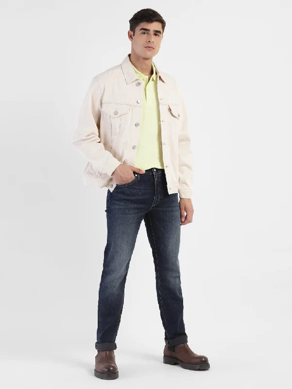 women’s utility jacket-Men's Solid Spread Collar Denim Jacket