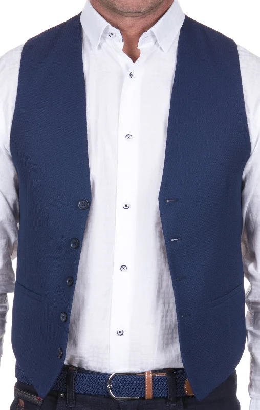 men’s jacket for skiing-Navy Dobby Woven Vest