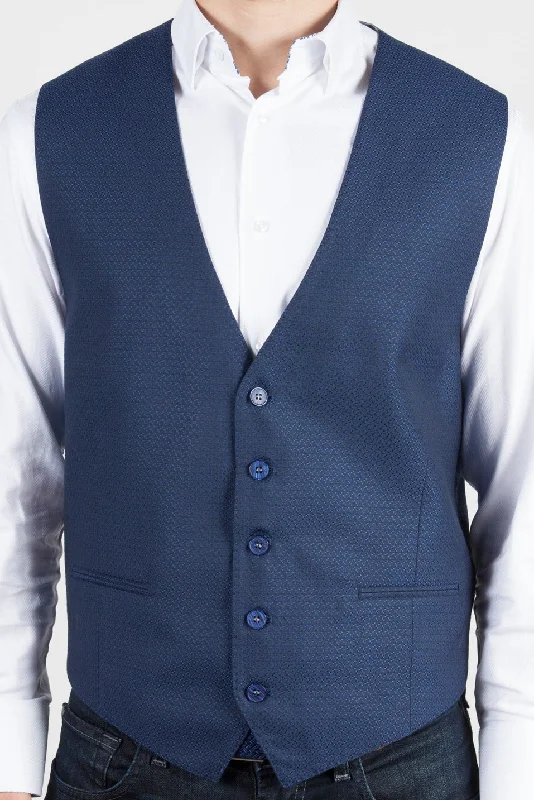 classic winter jacket for men-Navy Jacquard Formal Vest