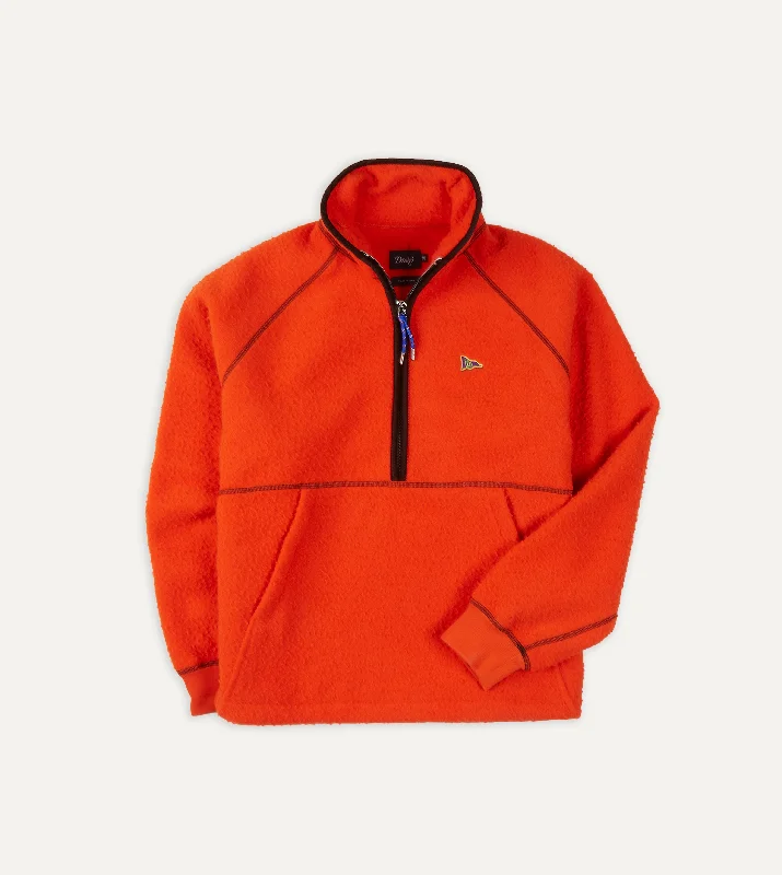 hoodie with unique zip designs -Orange Casentino Wool Half-Zip Pullover Fleece