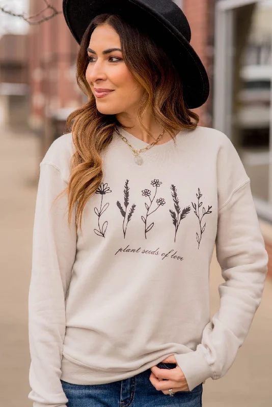 hoodie with a statement logo -Plant Seeds Of Love Graphic Crewneck