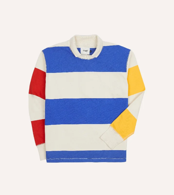 hoodie for chilly beach days -Primary Block Stripe Mock Collar Long-Sleeve Jersey