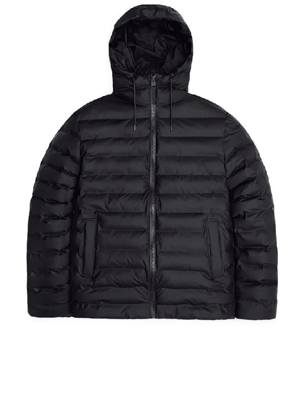 women’s hooded puffer jacket-Rains Lohja Puffa Jacket in Black