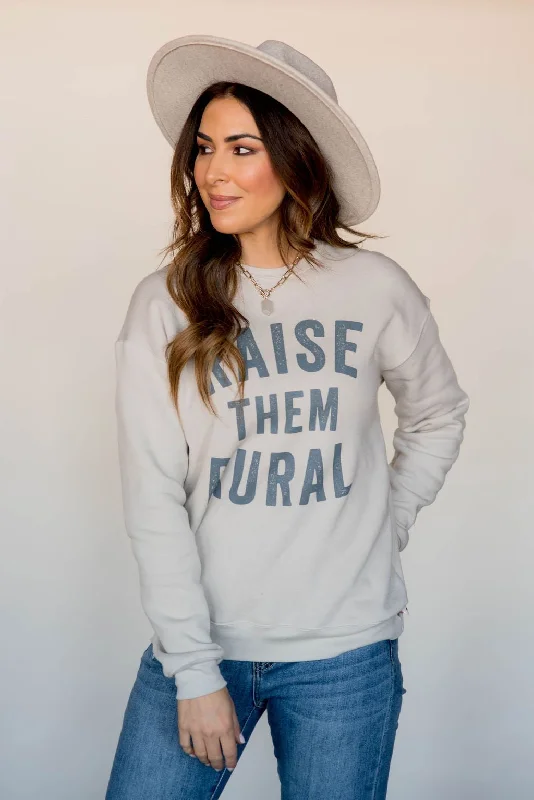 hoodie with classic appeal -Raise Them Rural Graphic Crewneck