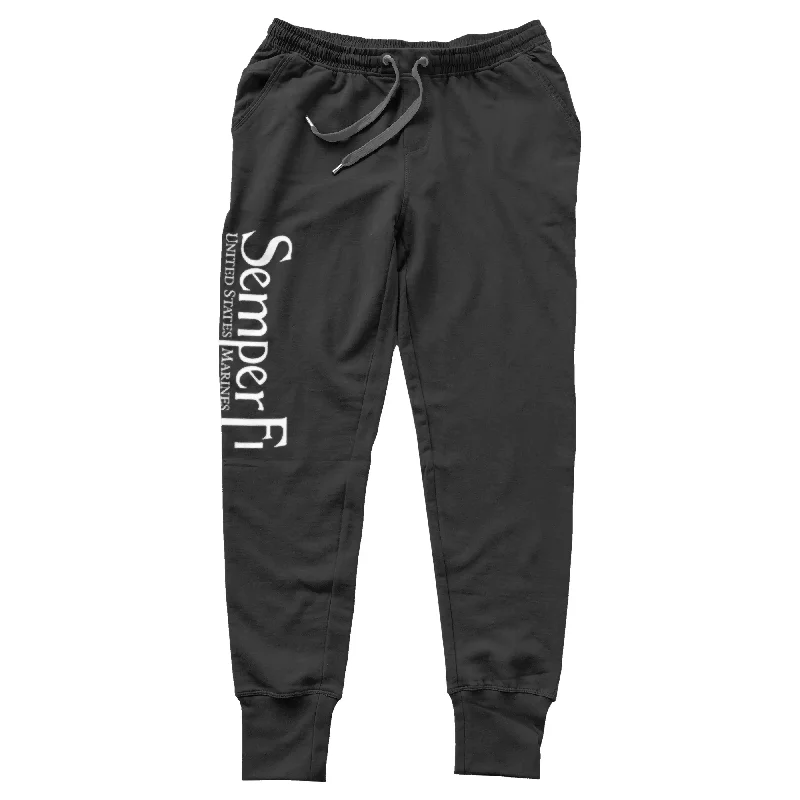 hoodie with minimal stitching -Semper Fi Black Joggers/Sweatpant