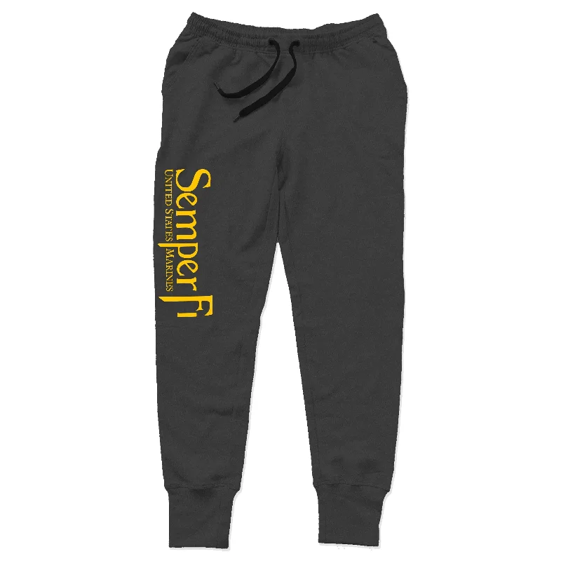 hoodie for fun outdoor events -Semper Fi Heather Black Joggers/Sweatpant