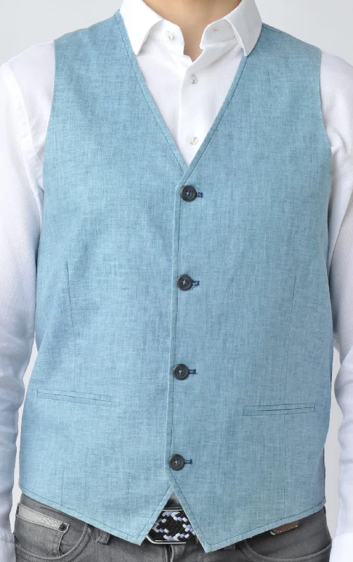 quilted jacket for women-Sky Blue Vest