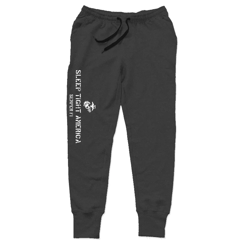 hoodie for minimalist chic -Sleep Tight America Heather Black Joggers/Sweatpant