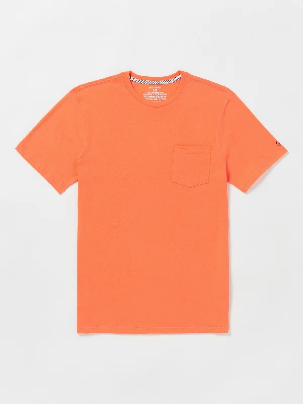 casual stylish short sleeve tee -Solid Pocket Tee Short Tee - Turbo Orange