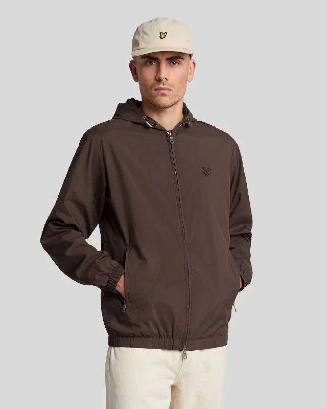 wind-resistant jacket for men-Tonal Eagle Hooded Bomber Jacket